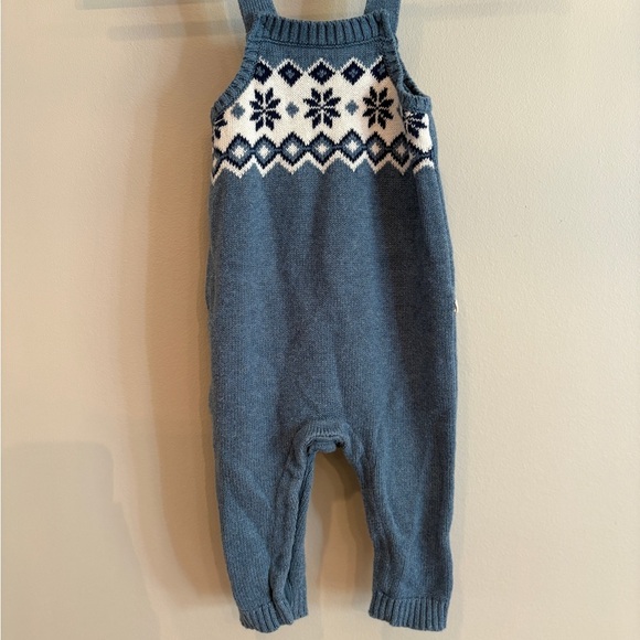Baby GAP Blue Knit Kids Overalls with Snowflake Pattern 6-12 months - Picture 1 of 6